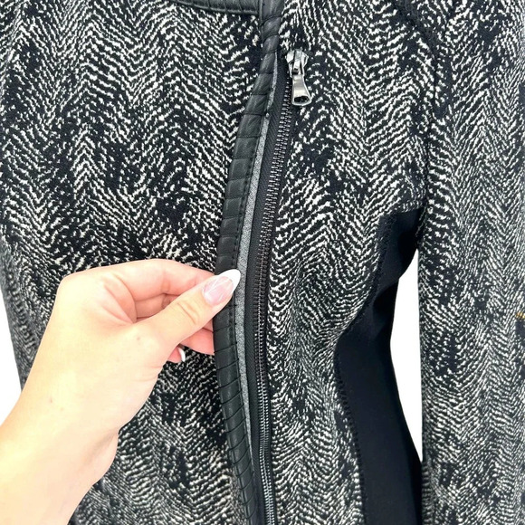 Kobi Halperin Black Gray Zip Up Knit Moto Blazer Jacket Wool Blend Size 10 - Picture 4 of 9